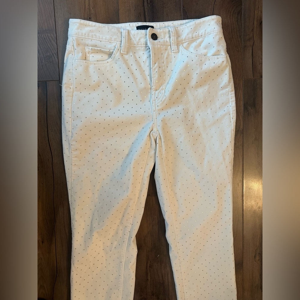 Talbots Velveteen Gold Dot Pants 2P | Holiday Sparkle Straight Leg Ivory